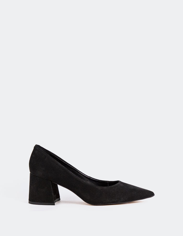 L'INTERVALLE Josephine Women's Shoe Mid Heel Pumps Black Nubuck