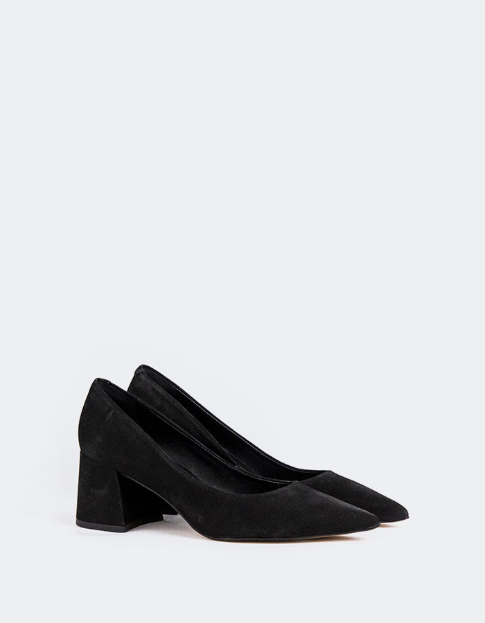 L'INTERVALLE Josephine Women's Shoe Mid Heel Pumps Black Nubuck