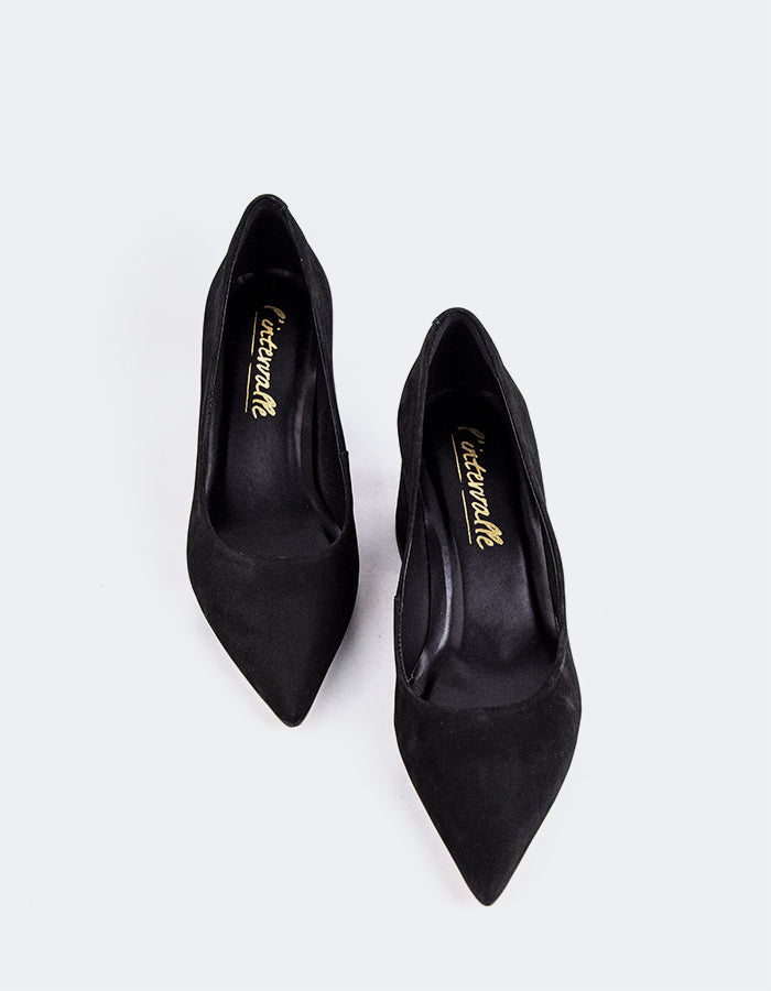 L'INTERVALLE Josephine Women's Shoe Mid Heel Pumps Black Nubuck