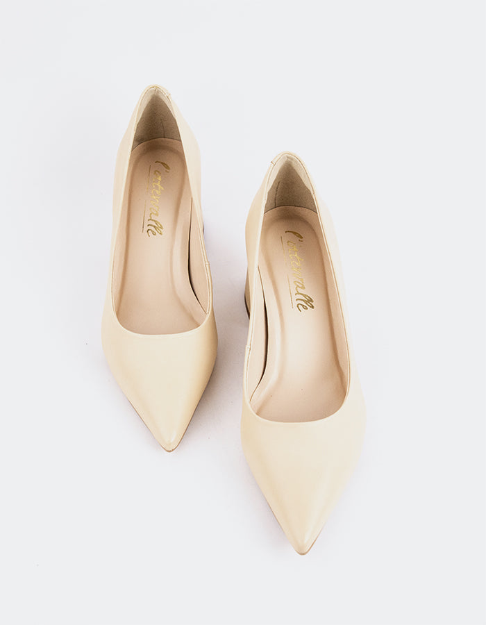 L'INTERVALLE Josephine Women's Shoe Mid Heel Pumps Nude Leather