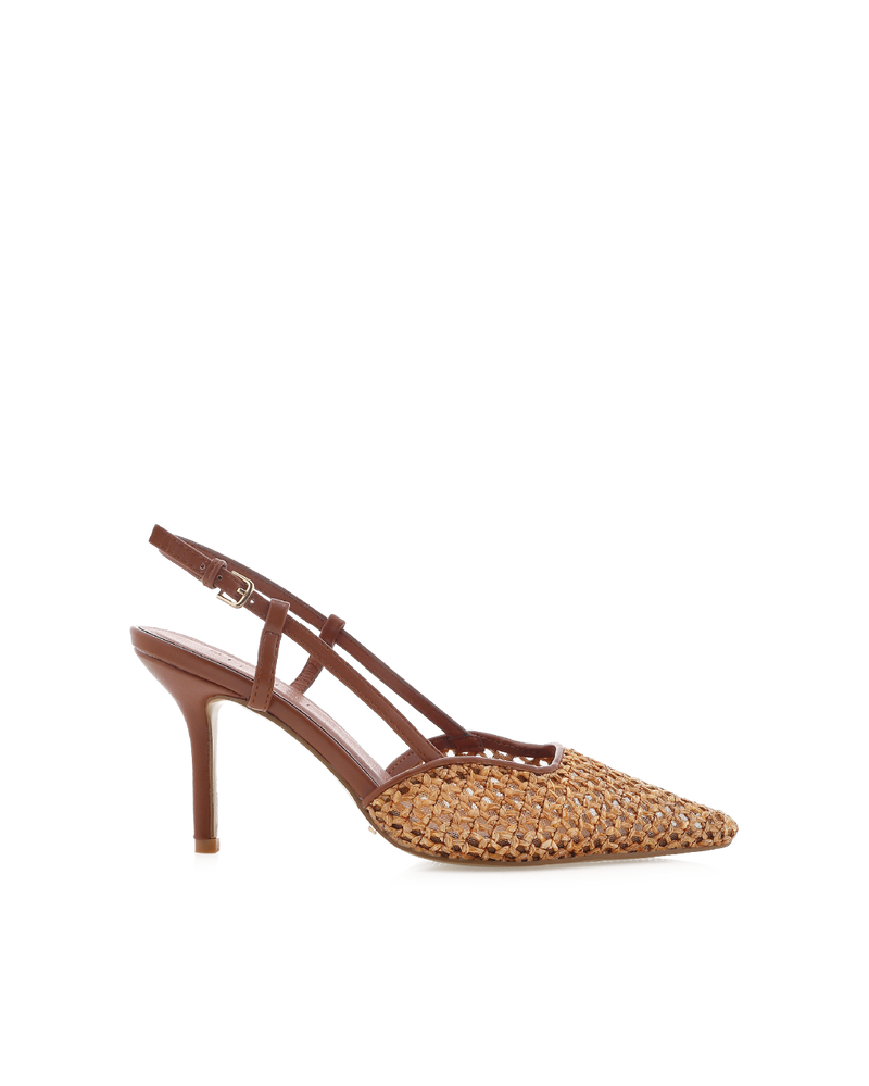 KAMERON - DARK TAN-NATURAL RAFFIA-PUMPS-Billini-Billini