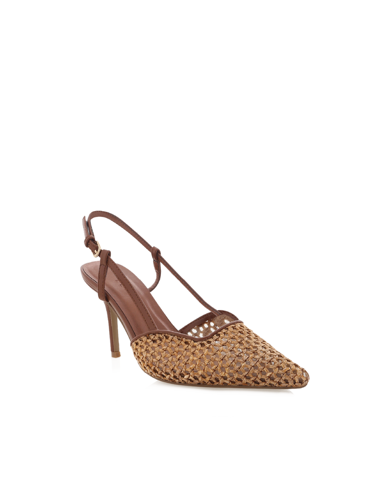 KAMERON - DARK TAN-NATURAL RAFFIA-PUMPS-Billini-Billini