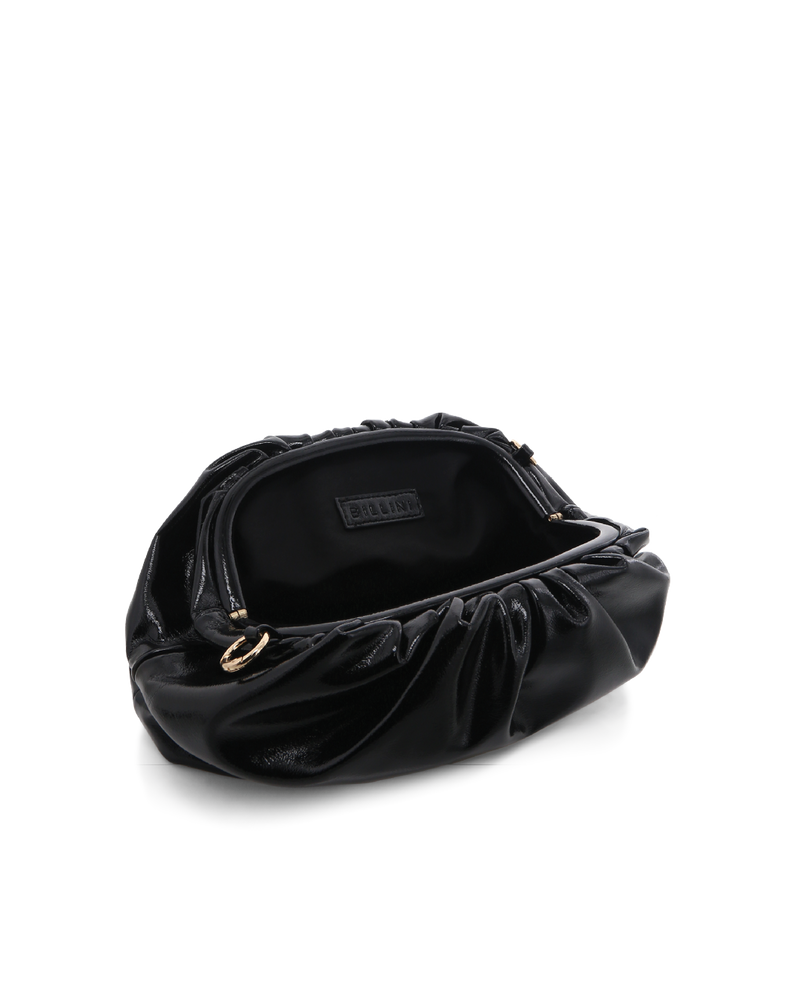 KYLA CLUTCH BAG - BLACK CRINKLE PATENT-Handbags-Billini-Billini
