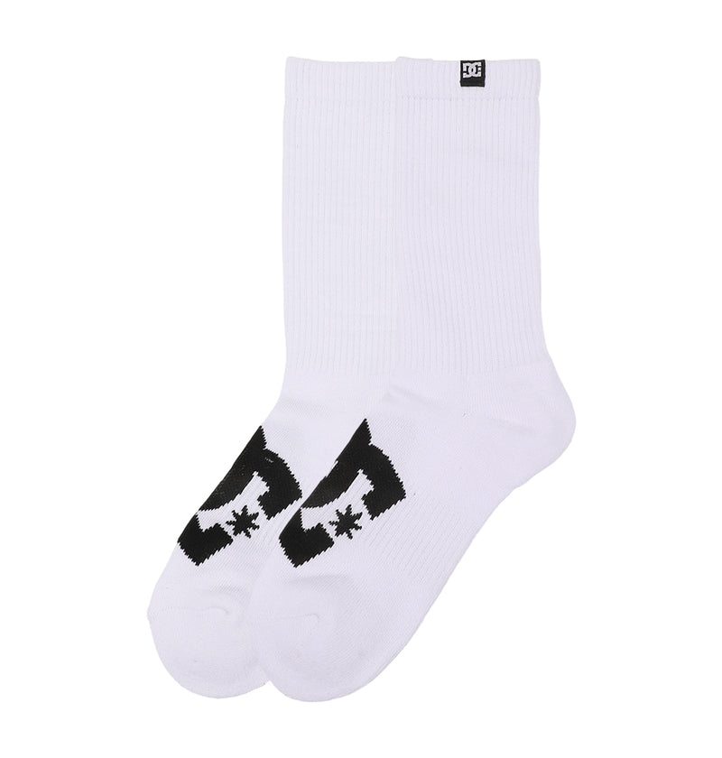 DC Shoes Logo Crew Socks 6-Pack in white with black design.