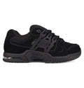 The Men's AT-2 Shoes by DC Shoes feature a black skate design with dark gray accents, mesh and suede uppers, a thick padded tongue, chunky sole, DC logo on the side, and AEROTECH branding to showcase its breathable AEROTECH ventilation system.