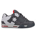 The Men's DC Command Shoes by DC Shoes feature a gray and white design with red accents on the heel, star and arrow logo, perforated upper, and visible air cushioning, combining skate heritage with a street-ready look.
