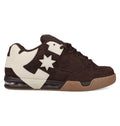 The Men's DC Command SE Shoes by DC Shoes feature brown suede, a thick gum sole, white side panels with star and lightning bolt accents, brown laces, a padded collar, and signature cushioned heel for all-day comfort.