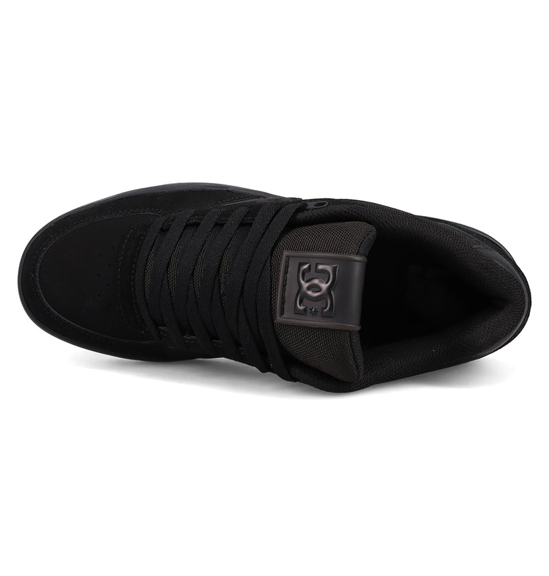 Top view of the Men's Fractal Shoes by DC Shoes, featuring black laces and a padded tongue with a dark gray DC logo, combining performance-driven comfort with street-ready style.