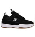 The DC Shoes Men's JS-2 Shanahan Pro Skate Shoes feature a black upper, white side logo, black laces, thick white midsole, and brown rubber outsole. Inspired by John Shanahan and shown on a plain white background.