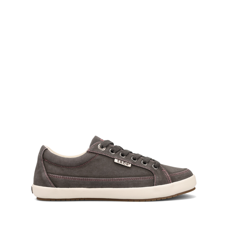 Side angle image of Taos Footwear Moc Star 2 Graphite Distressed Size 6.5