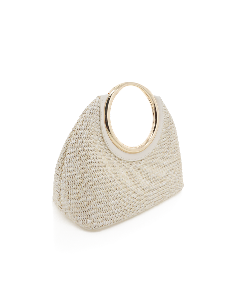 MONROE RAFFIA HANDLE BAG - CREAM RAFFIA-BONE-Handbags-Billini-Billini