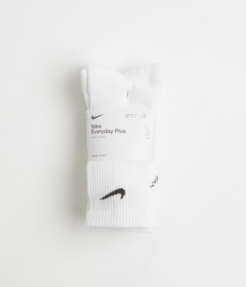 Nike Everyday Plus Cushioned Socks (3 Pack) in White and Black