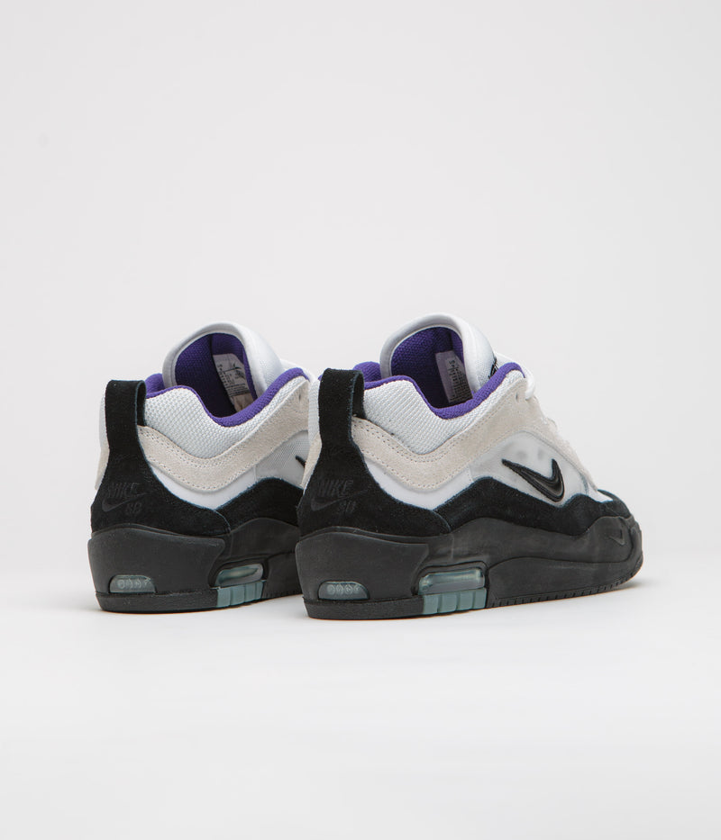 Nike SB Air Max Ishod Shoes in White and Black and Court Purple - Black