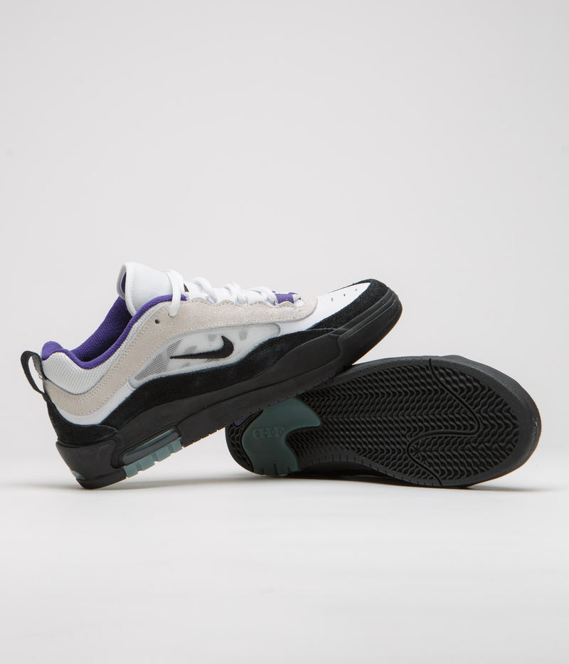 Nike SB Air Max Ishod Shoes in White and Black and Court Purple - Black