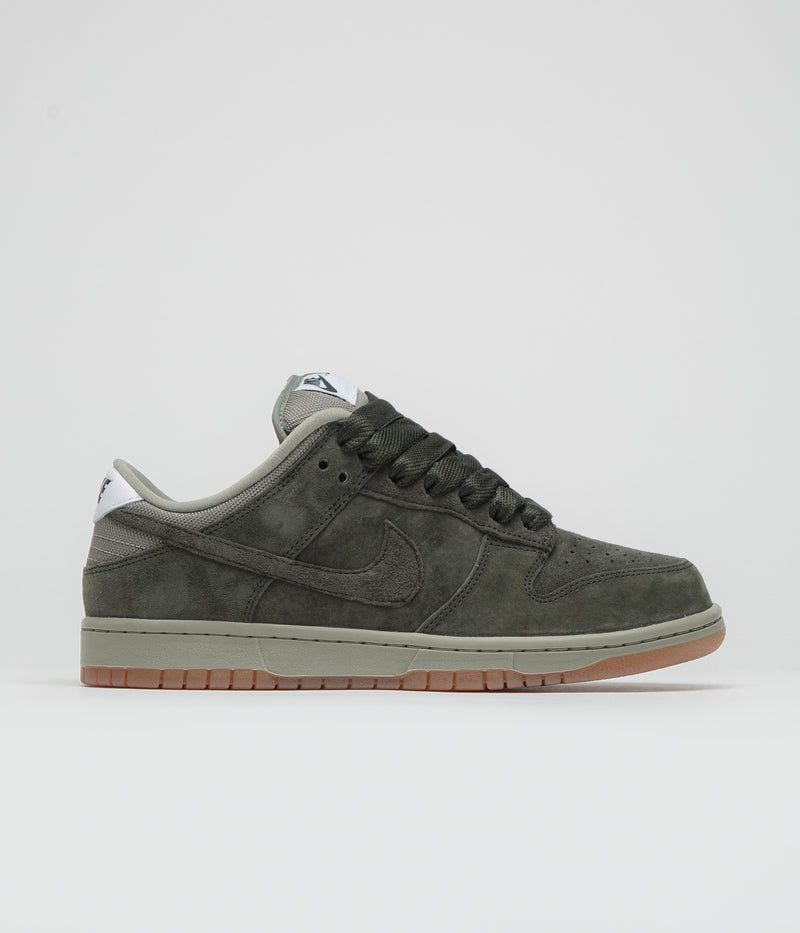 Nike SB Dunk Low Pro B Shoes in Sequoia and Sequoia and Light Army - White