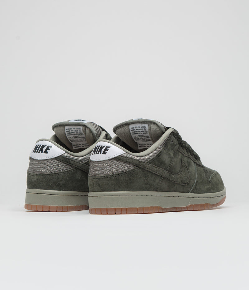 Nike SB Dunk Low Pro B Shoes in Sequoia and Sequoia and Light Army - White