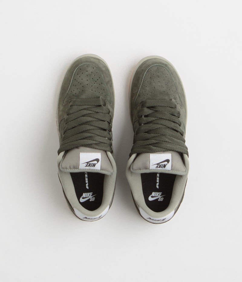 Nike SB Dunk Low Pro B Shoes in Sequoia and Sequoia and Light Army - White