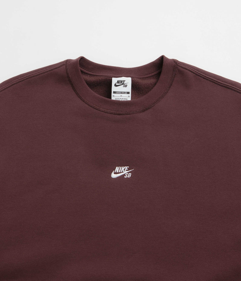Nike SB Essential Logo Crewneck Sweatshirt in Burgundy Crush and White