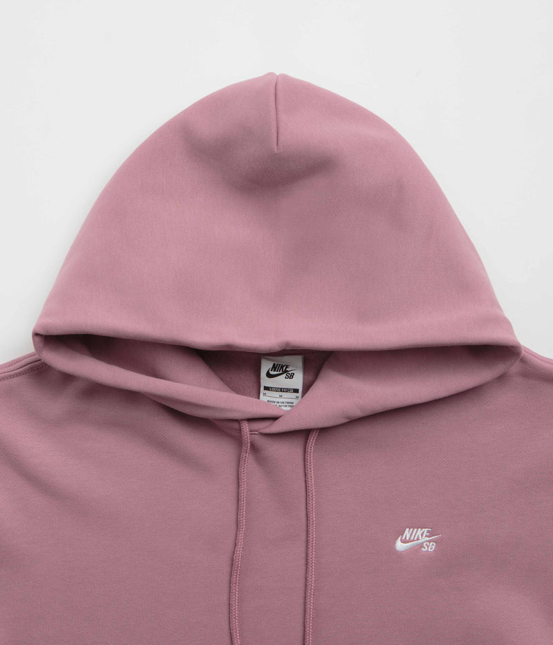 Nike SB Essential Small Logo Hoodie in Plum Dust and White