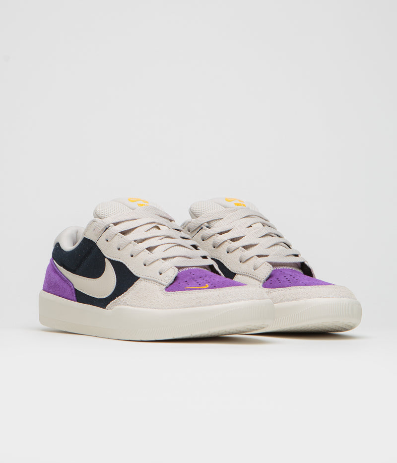 Nike SB Force 58 Shoes in Obsidian and Light Orewood Brown and Wild Grape