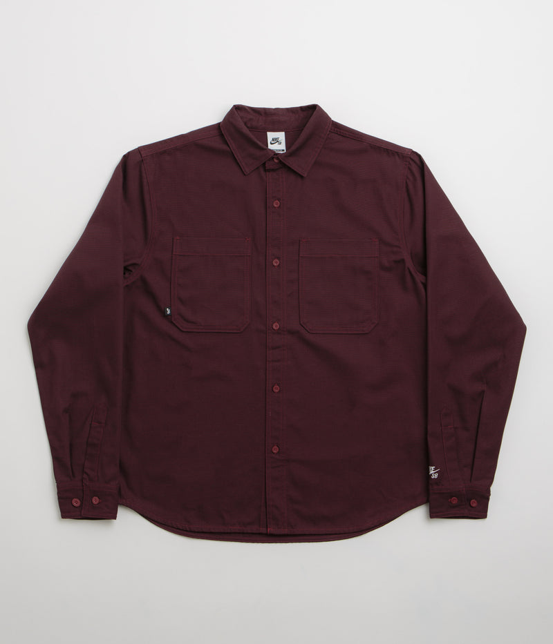 Nike SB New Essential Woven Shirt in Burgundy Crush and Platinum Violet