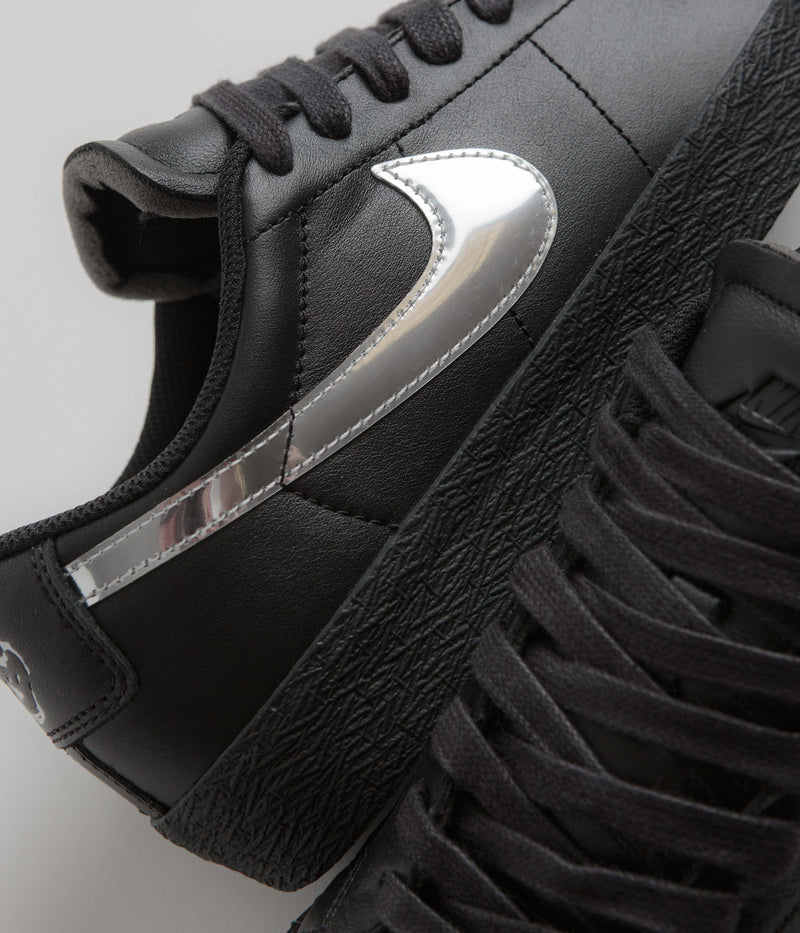 Nike SB x Dancer Skateboards Blazer Low Shoes in Black and Metallic Silver / Black