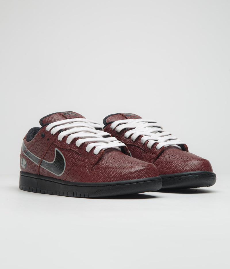 Nike SB x Limosine Skateboards Dunk Low Pro Shoes in Dark Pony and Black and Silver - White