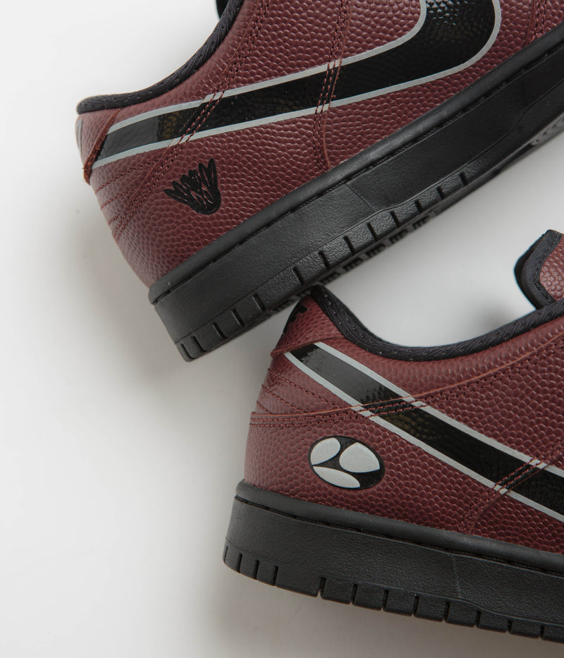 Nike SB x Limosine Skateboards Dunk Low Pro Shoes in Dark Pony and Black and Silver - White