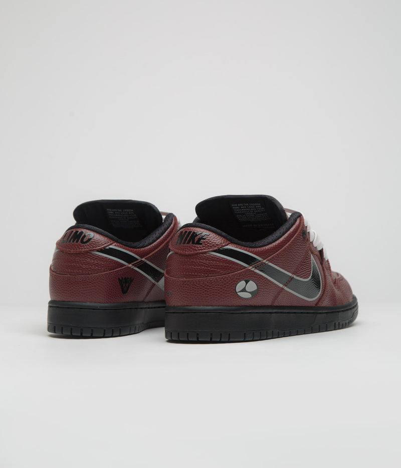 Nike SB x Limosine Skateboards Dunk Low Pro Shoes in Dark Pony and Black and Silver - White