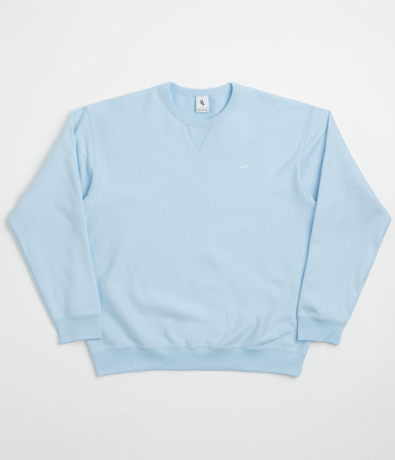 Nike Solo Swoosh Crewneck Sweatshirt in Celestine Blue and White