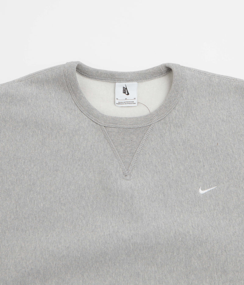 Nike Solo Swoosh Crewneck Sweatshirt in Dark Grey Heather and White / White