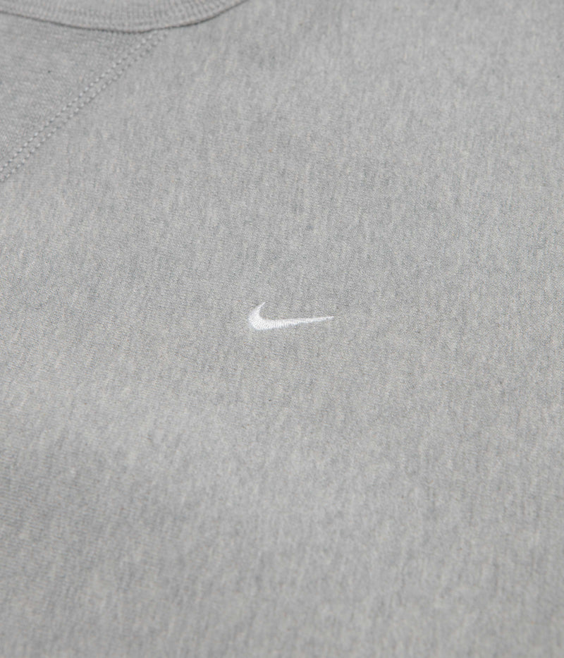Nike Solo Swoosh Crewneck Sweatshirt in Dark Grey Heather and White / White