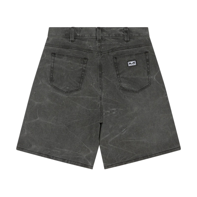 Obey Bigwig Baggy Denim Shorts - Black Wrinkle Wash