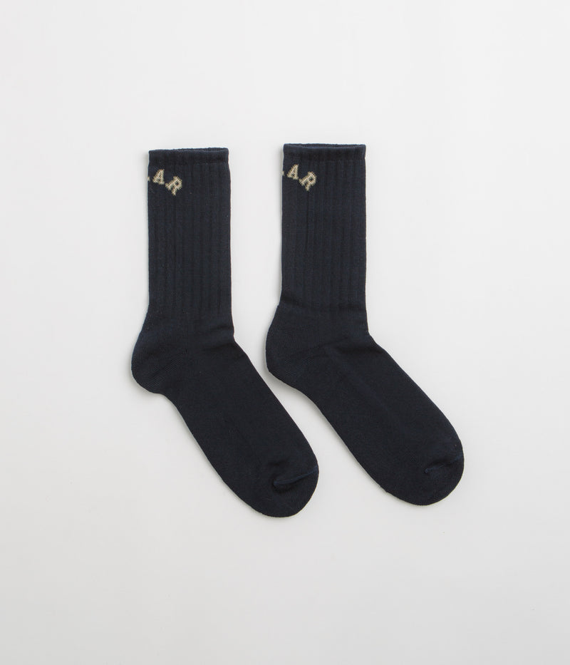 Polar College Rib Socks in Dark Navy