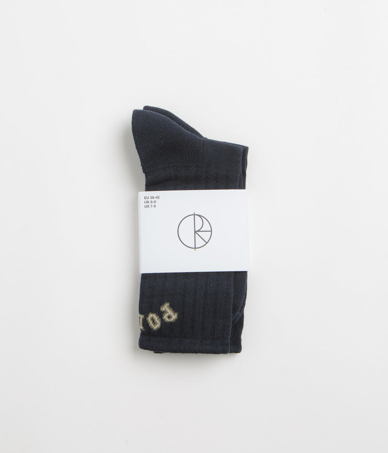 Polar College Rib Socks in Dark Navy