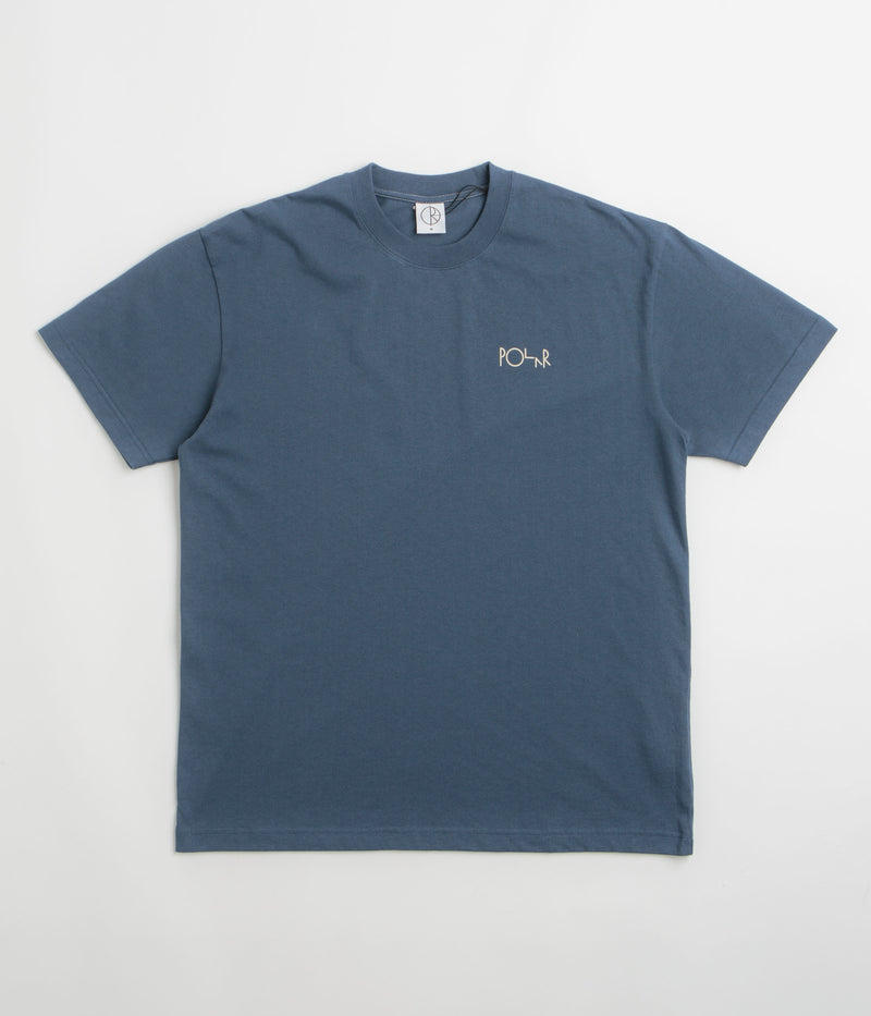Polar Contrast Stroke Logo T-Shirt in Grey Blue