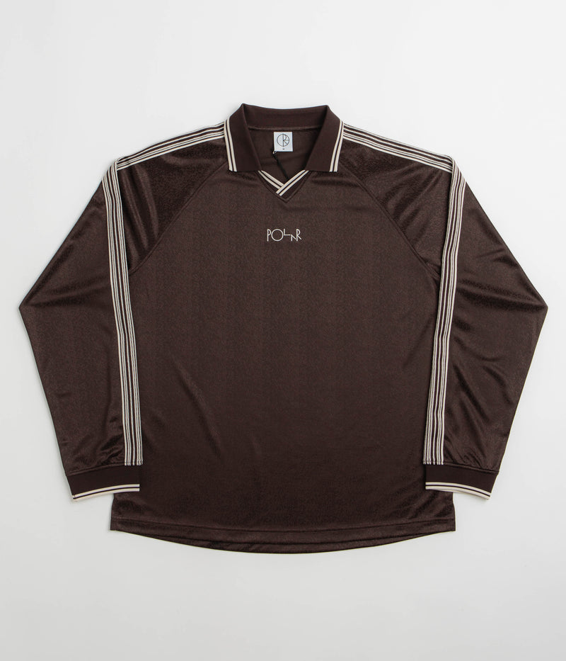 Polar Davie Long Sleeve Polo Shirt in Chocolate and Ivory