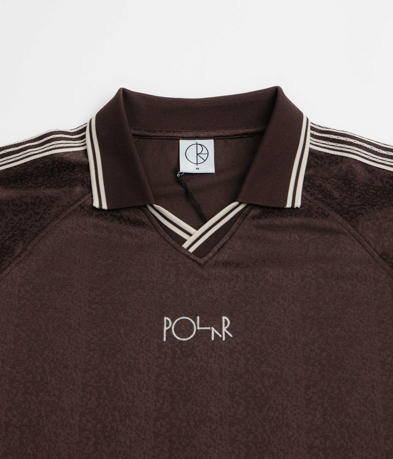 Polar Davie Long Sleeve Polo Shirt in Chocolate and Ivory