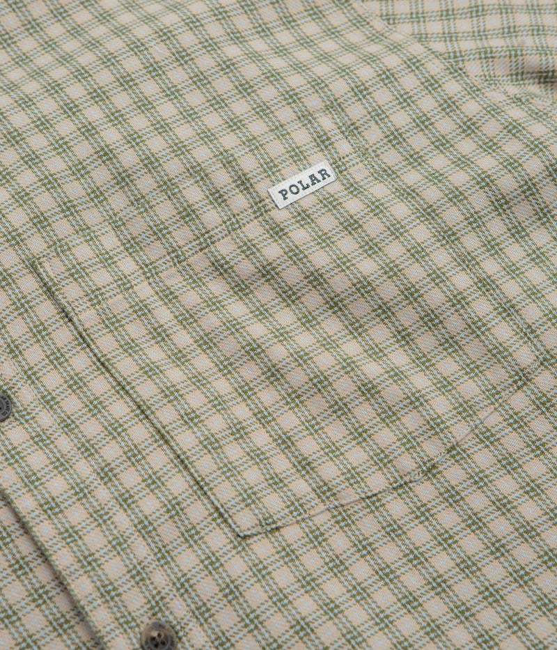 Polar Mitchell Short Sleeve Shirt in Beige and Green