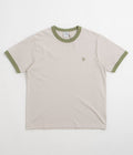 Polar Ringer T-Shirt in Pale Taupe and Army Green