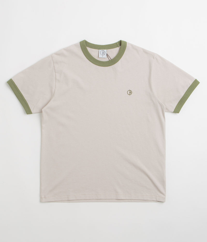 Polar Ringer T-Shirt in Pale Taupe and Army Green