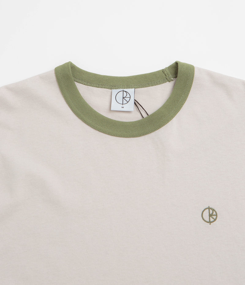 Polar Ringer T-Shirt in Pale Taupe and Army Green