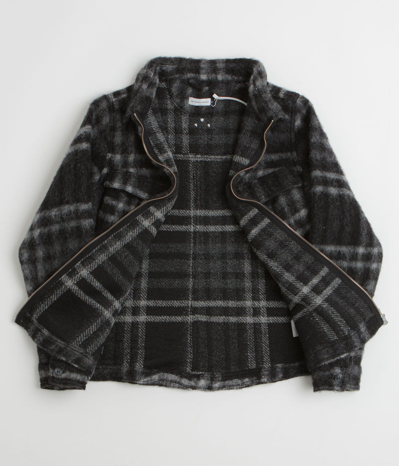 Pop Trading Company Checked Wool Shirt Jacket in Black and Charcoal