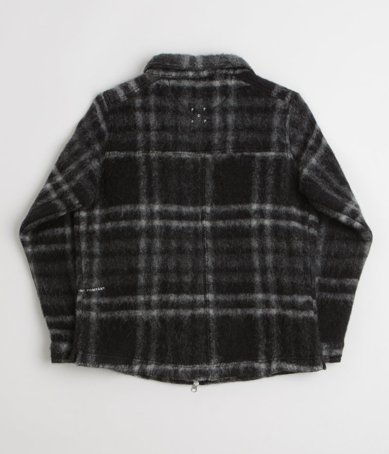 Pop Trading Company Checked Wool Shirt Jacket in Black and Charcoal