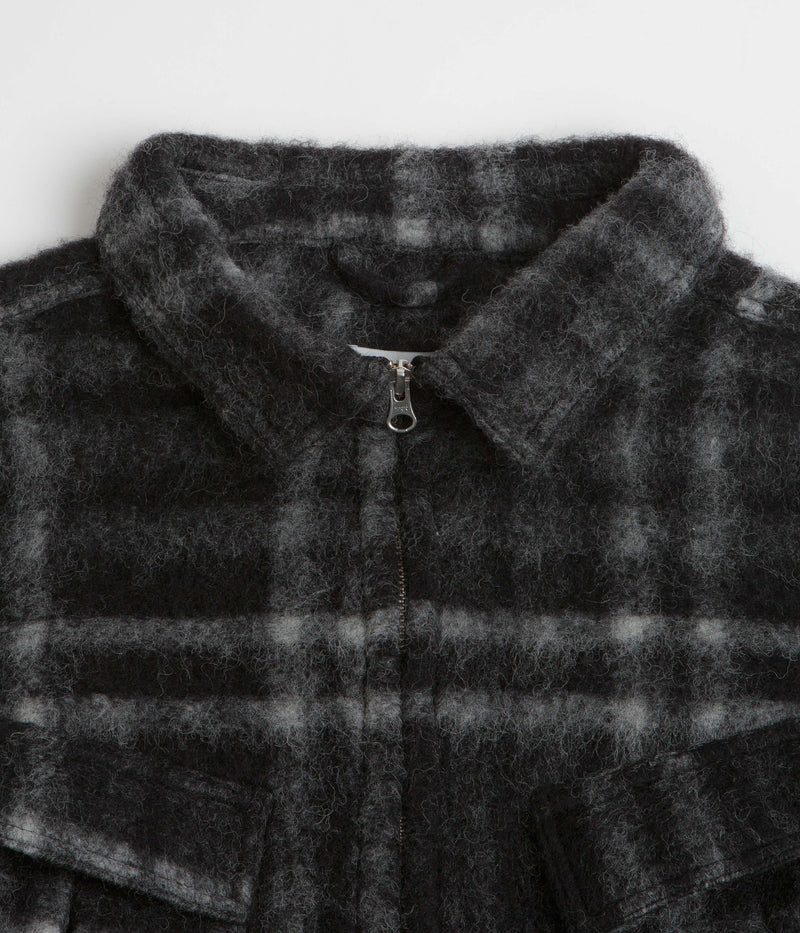 Pop Trading Company Checked Wool Shirt Jacket in Black and Charcoal