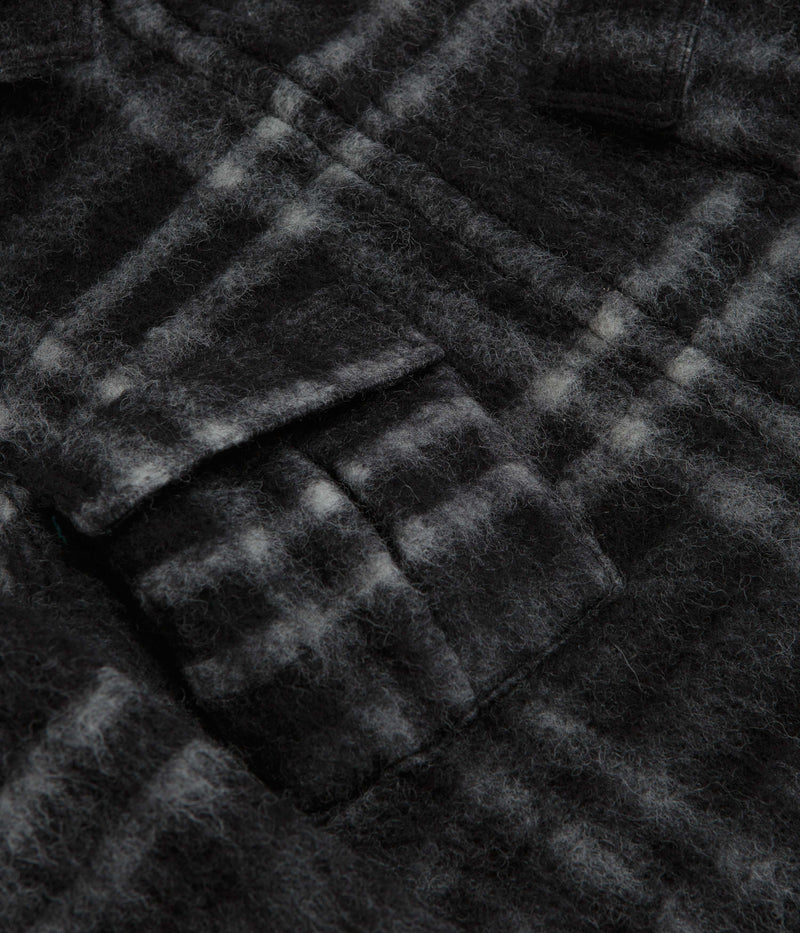 Pop Trading Company Checked Wool Shirt Jacket in Black and Charcoal