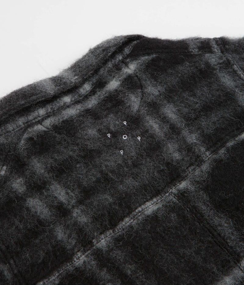 Pop Trading Company Checked Wool Shirt Jacket in Black and Charcoal