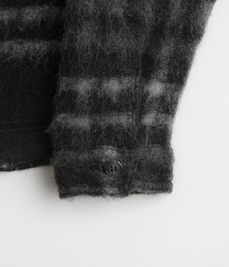 Pop Trading Company Checked Wool Shirt Jacket in Black and Charcoal