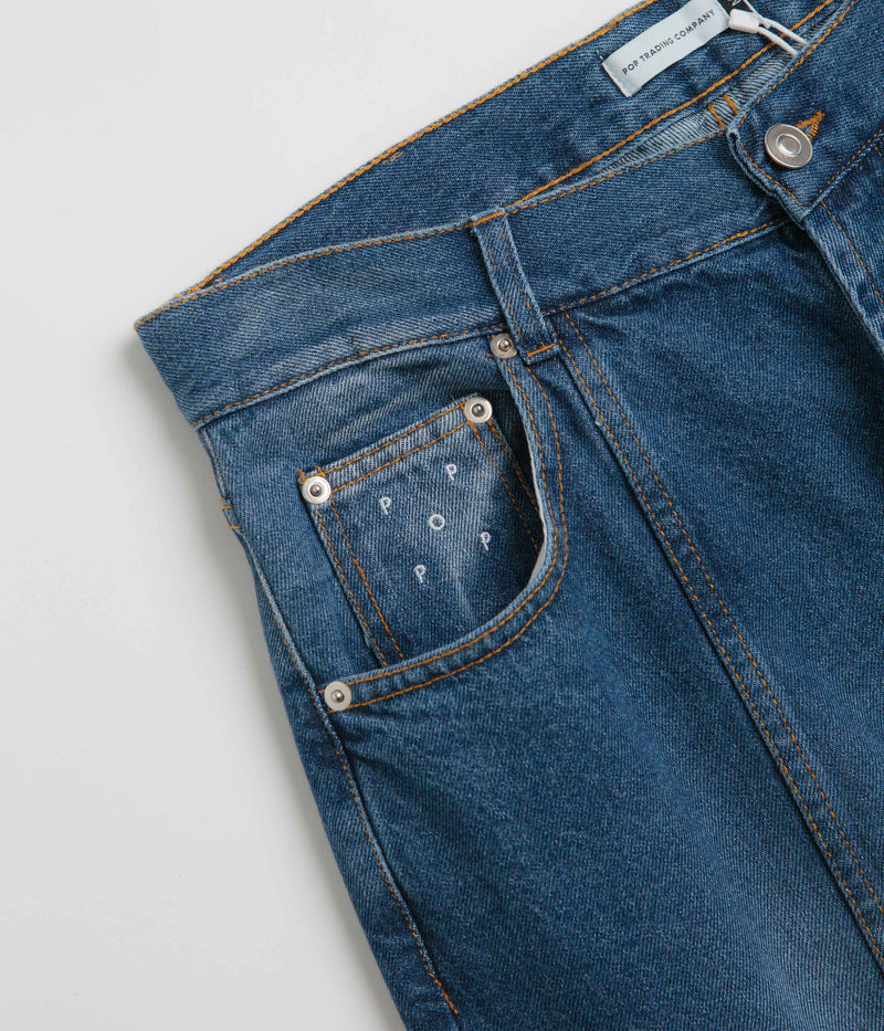 Pop Trading Company DRS Denim Seam Pants in Washed Denim