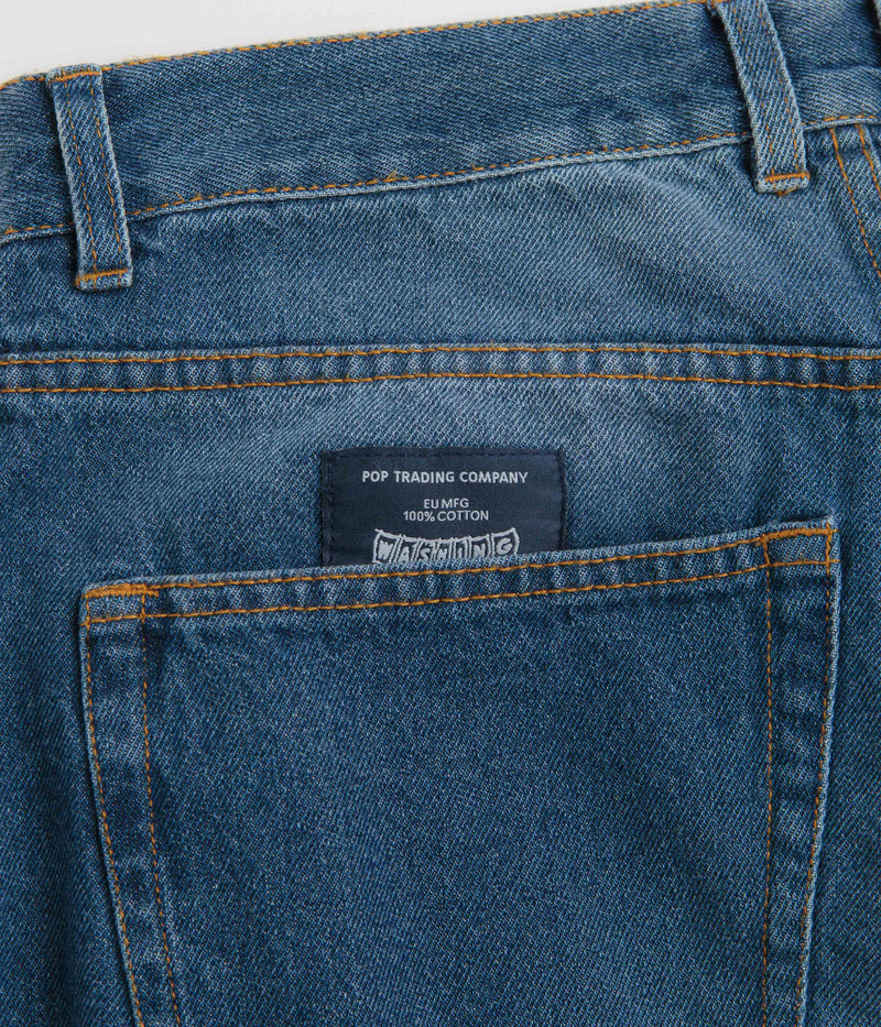 Pop Trading Company DRS Denim Seam Pants in Washed Denim
